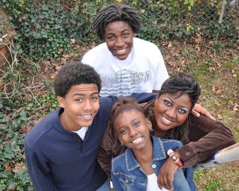 The Sherrod family portrait outdoors